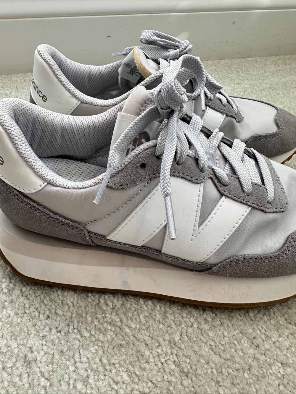 New Balance Women's Gray and White Retro Runner Sneakers - Picture 7 of 10